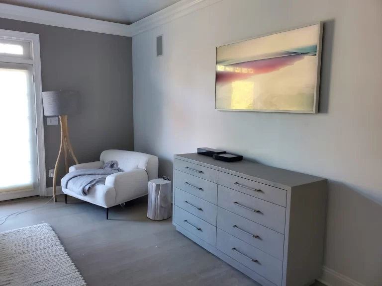 Samsung Frame TV mounting in master bedroom Suffolk County – Perfect Angle AV