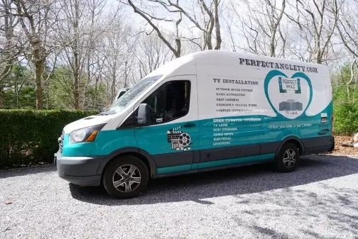 Perfect Angle AV Solutions branded vehicle | Audio visual experts in the Hamptons