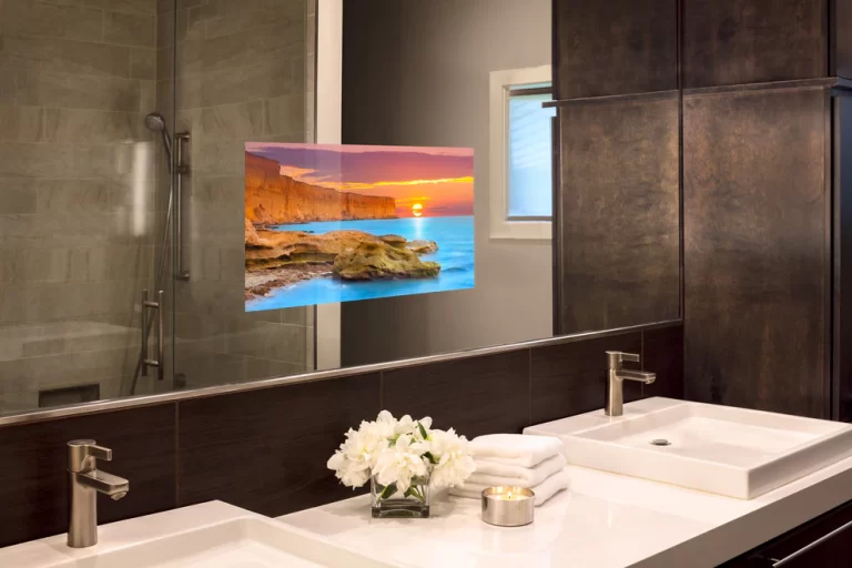 Bathroom mirror TV installation in Long Island - Perfect Angle AV